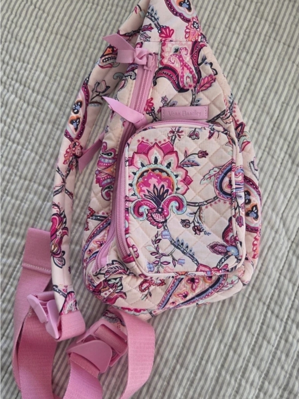 Vera Bradley Pink Paisley Quilted Crossbody Sling Bag TUTTI FRUTTI
